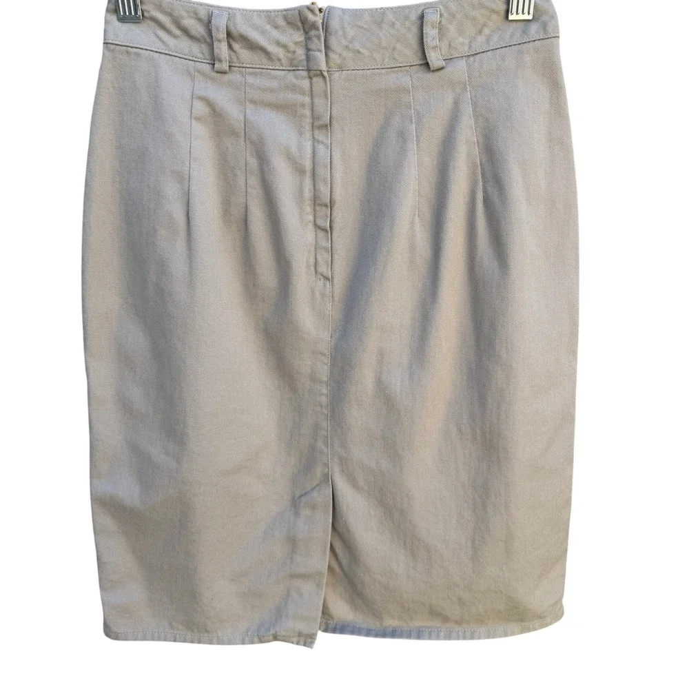 Liz‎ Claiborne Vintage 80s Twee Khaki Preppy V-Yoke Pencil Mini Skirt 2 Cottage